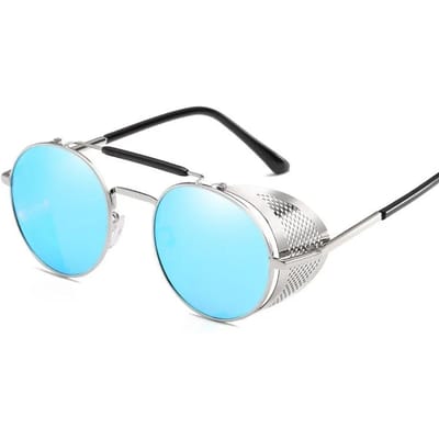 Retro Gotische Steampunk Stijl Rond Metalen Frame Zonnebril Mannen Vrouwen Luxe Designer Schild Lens Zonnebrillen Gafas de Sol white