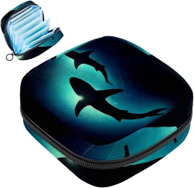 Sanitaire Pad Opbergtas - Menstruatiecup Pouch - Hygiënisch Opbergen - Privacy Bescherming - 12x17x17 cm - Blauw