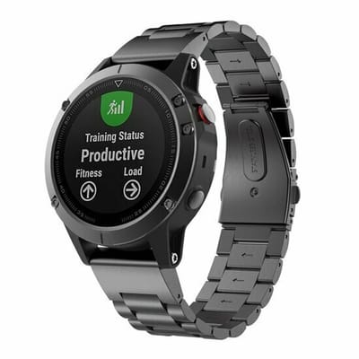 By Qubix - Geschikt voor Garmin bandje - 22mm Quickfit - Stalen schakelband - Zwart - Geschikt voor Garmin Instinct 3 / Instinct E - 45mm