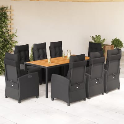vidaXL - 9-delige - Tuinset - poly - rattan - zwart