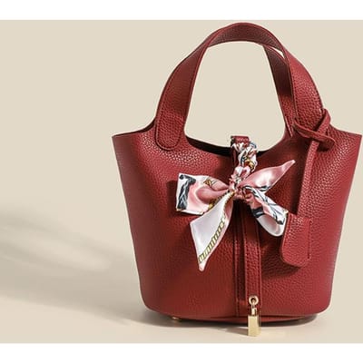 Lente Nieuwe Trendy Dames Tas Commuter Mode Handtas Tas Effen Kleur Groentemand Tas Sjaal Hanger Handtas Tas brown