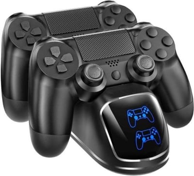 StayPowered PS4 Controller Oplaadstation - Snel & Efficiënt Opladen - 1.8 Uur Oplaadtijd - LED Indicatoren - Veilige Bescherming - USB Aangedreven - Compatibel met PS4 Controllers - Zwart - Levering Sneller dan Aangegeven!