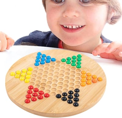 Dambord Spel - Dammen Set - Familie Spelletjesavond - Zeshoekig Bord - 20 cm - Multicolor
