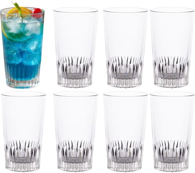 Excellent Houseware Excellent Houseware Drinkglazen - 8x stuks - glas - 410ml - longdrink - met streep - cocktailglazen - waterglazen - sapglazen