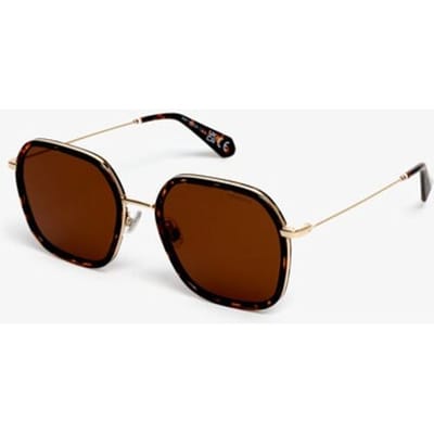 Superdry Vierkante Zonnebril met Metalen Montuur Brown Grootte: 1SIZE