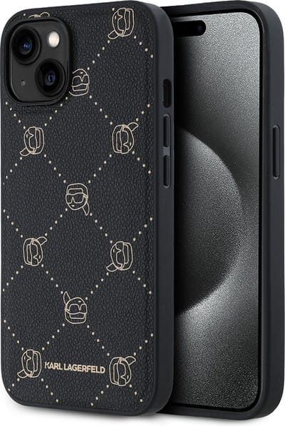 Karl Lagerfeld Backcase hoesje geschikt voor iPhone 15 - Effen Zwart - Kunstleer