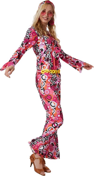 dressforfun - dameskostuum hippie flowerpower - XXL - Verkleedkleding carnaval - Halloween - Verkleden - Feestkleding - Carnavalskleding - Feest - Partykleding