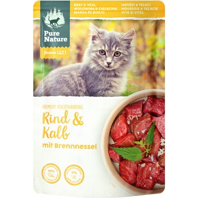 12x 85g Pure Nature Junior Kat Rundvlees & Kalfsvlees Nat Kattenvoer