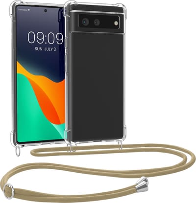 kwmobile telefoonhoesje geschikt voor Google Pixel 6 - Hoesje met telefoonkoord - Back cover in goud / transparant
