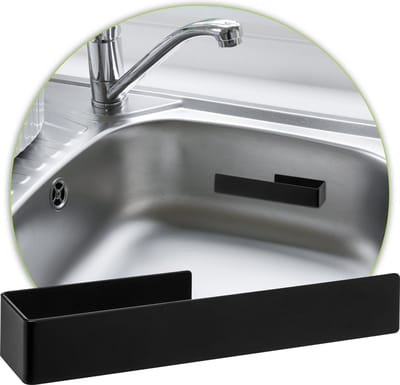 XIVADA Vaatdoekhouder Gootsteen - Zwart - Zelfklevend - Rvs - Gootsteen Organizer