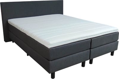 Boxspring 160x200 compleet - Met matrassen en topmatras - Antraciet - Nu met kussens