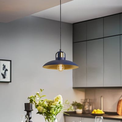 Eko-Light Hanglamp Felix, blauw/goud, 1-lamp