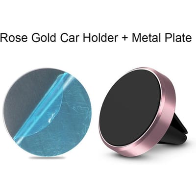 Support magnétique de téléphone portable pour voiture, fixation sur grille d'aération, compatible avec iPhone, Xiaomi, Samsung et LG rose or