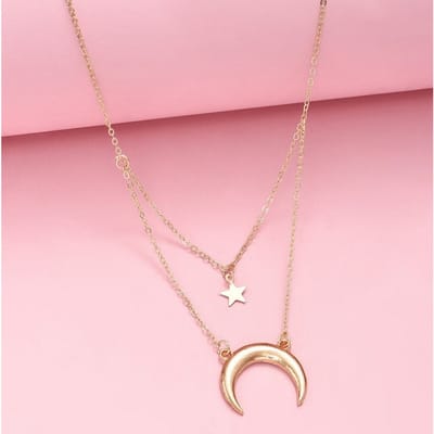Fijne delicate ketting met halve maan en ster – 2-delig – Goudkleur