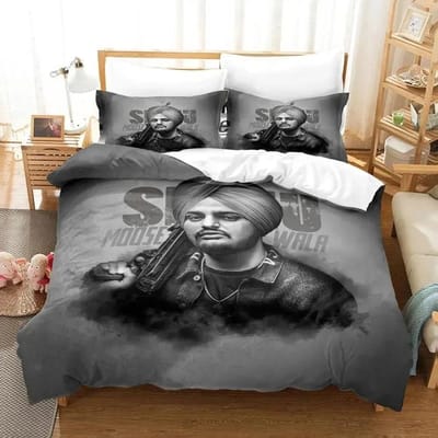 Impression 3D Collection de Linge de Lit Sidhu Moose Wala Housse de Couette Collection de Lits Housse de Couette Taie d'Oreiller Couette Taille King Queen Garçons Adulte 70x133cm 2pcs