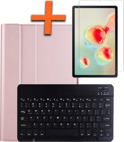 Hoes Geschikt voor Samsung Galaxy Tab S6 Lite Hoes Toetsenbord Hoes Case Book Cover Hoesje Met Screenprotector - Hoesje Geschikt voor Samsung Tab S6 Lite Keyboard Hoes - Rosé goud
