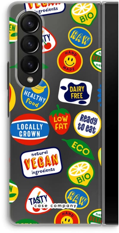 Case Company® - Hoesje geschikt voor Samsung Galaxy Z Fold4 hoesje - Fruitsticker - Soft Cover Telefoonhoesje - Bescherming aan alle Kanten en Schermrand