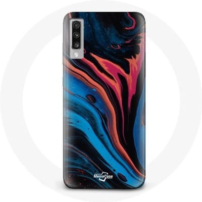 Samsung Galaxy A70 hoesje abstracte textuur blauw zwart rood