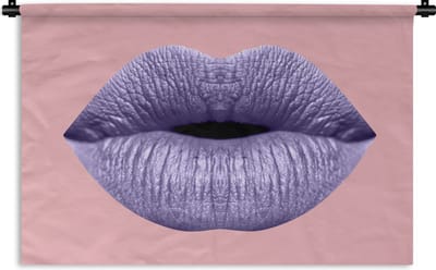Wandkleed - Wanddoek - Lippen - Pastel - Roze - 120x80 cm - Wandtapijt