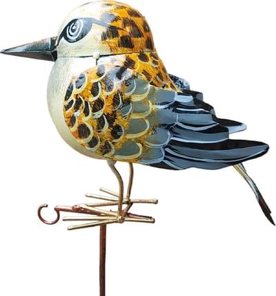 Floz Design tuinprikker vogel van gerecyceld metaal - met haak voor vetbol - handgemaakt, fairtrade en kwaliteit