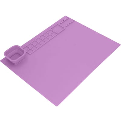 Tapis de Peinture en Silicone avec Gobelet DIY Cultiver le Talent Artistique Facile à Nettoyer Tapis d'Art en Silicone pour Garçons violet