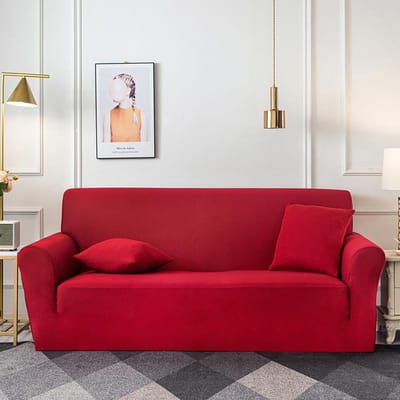 Effen Kleur Bankhoes voor Woonkamer Elastische Stretch Stoelbeschermer Bankhoes 1/2/3/4 Zits Hoek L-Vorm Bank Vereist Aankoop 2 stuks XLarge(235-300cm)1pc