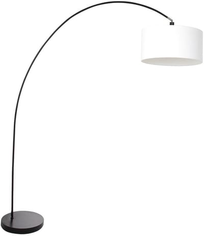 Vloerlamp Mexlite Solva 3897ZW Zwart met Metaal en Textiel, Kantelbaar, Hoogte 185 cm, Binnengebruik, Modern Design