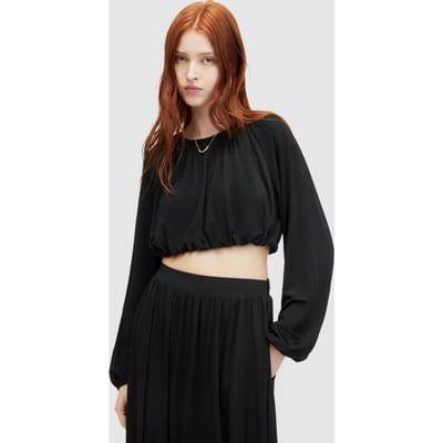 AllSaints Casandra Top Black Größe: 12 | Longsleeves Outlet | Damen | Schwarz