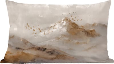 Sierkussens - Kussentjes Woonkamer - 60x40 cm - Berglandschap - Mist - Penseelstreken