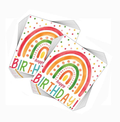 Dailygoods- Regenboogservetten 40 stuks - Decoratie voor Kinderverjaardagen - Feestelijke Evenementen - 33 x 33 cm - Kleurrijk Papier - Vervaagt Niet - Feestservetten