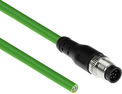 ACT Industrial 5,00 meter Sensor kabel M12A 8-polig male naar open end, Ultraflex TPE kabel, afgeschermd