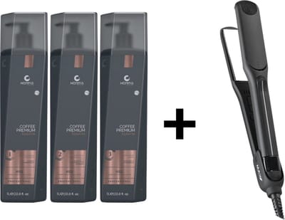 Honma Tokyo Keratine Treatment Coffee Premium + Max Pro Keratin Shine Stijltang - Keratine Behandeling - Hair Straightener - Alle Haartypes - Levenslange Garantie