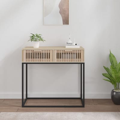 vidaXL - Wandtafel - 80x30x75 - cm - bewerkt - hout - en - ijzer