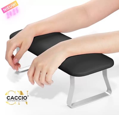 Nagel Handkussen – Armsteun nagelstyliste - Nagel armsteun - Handarmsteun - Ergonomische Armsteun voor Manicuretafel – Zwart met Roestvrijstalen Poten – nagelkussen - manicure armsteun - handsteun voor nagelsalon - armkussen manicure-NIEUW 2025 Model