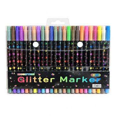 48 water-based dubbelzijdige tweekleurige glitterstiften - PVC - voor studie - basisverpakking
