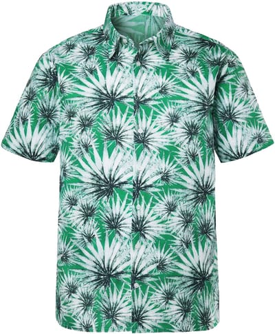Men Plus - Heren - overhemd korte mouwen kentkraag print comfortabele pasvorm - Groen - Maat XL