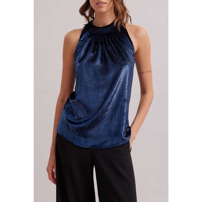 Anne Fontaine Pleiade Blouse Dark Navy Size: 36 | Tanks &amp; Camis Outlet | Dames | Blauw