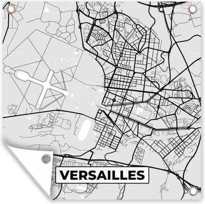 Tuin poster Plattegrond - Kaart - Stadskaart - Frankrijk - Versailles - 200x200 cm - Tuindoek