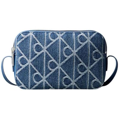 Calvin Klein Emblem Aop Denim Camera Bag Denim Jqd Medium Wash Size: OS | Cross Body Bags Outlet | Dames | Blauw