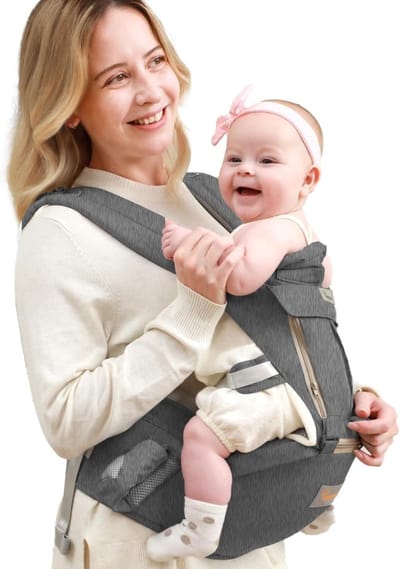 Baby Wrap Carrier Pasgeborenen naar Peuter met Hip Seat en Lumbale Ondersteuning - Ideaal voor 7-60 lbs - Alle Seizoenen - Alle Positie