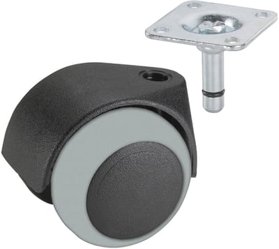 Dörner+Helmer - Dubbel zwenkwiel - met plaat 50mm - 40kg - zwart