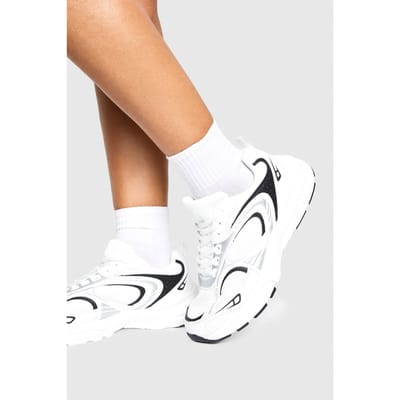 boohoo Dames Sportieve, gepaneerde chunky trainers | Black | Maat: 3