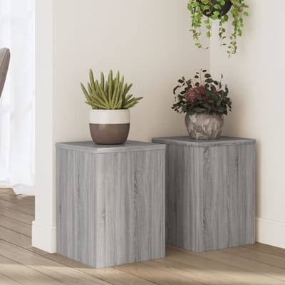 vidaXL - Plantenstandaards - 2 - st - 25x25x35 - cm - bewerkt - hout - grijs - sonoma