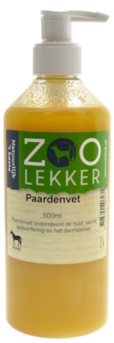 Zoolekker - Vloeibaar Paardenvet - 500 ml - Ondersteunende olie - hond en kat