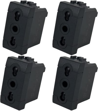 4 Stuks Dubbele Stopcontact Zwart 16A Universeel Compatibel Robuust en Veilig