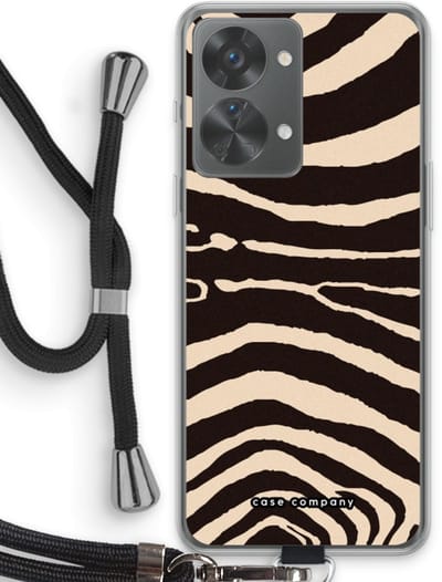 Case Company® - Hoesje met koord geschikt voor OnePlus Nord 2T hoesje met Koord - Arizona Zebra - Telefoonhoesje met Zwart Koord - Bescherming aan alle Kanten en Over de Schermrand