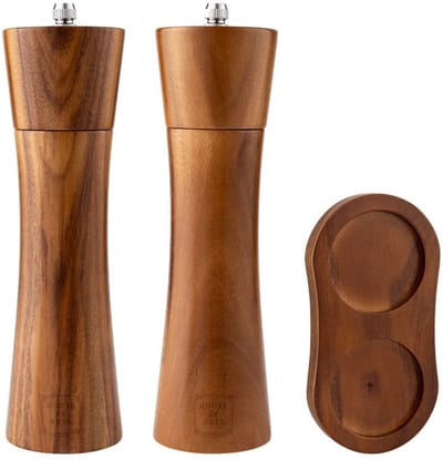 House of Husk Pepermolen en Zoutmolen Set - Peper en Zoutstel - Kruidenmolen - Premium Acacia Hout - 21CM
