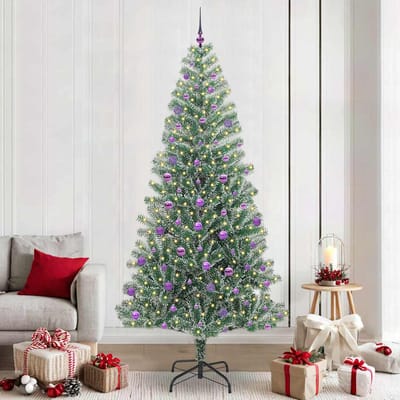 vidaXL - Kunstkerstboom - Sneeuw - Gevlokt - met - LED - Licht - Groen - en - Wit - 240 - cm