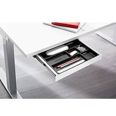 Accessoirelade, met kunststof inzetstuk, B 404 x D 244 x H 42 mm, gecoat staal, wit