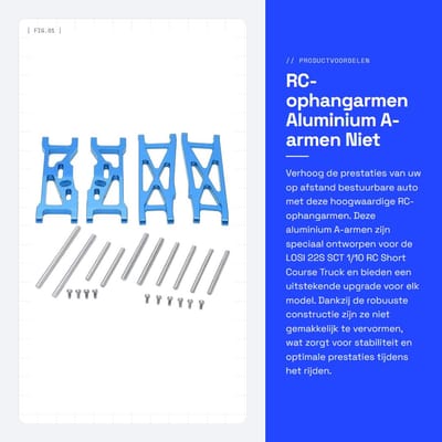 Dailygoods- Ophangarmen Aluminium - RC Auto Upgrade - Voor/achterophangingsarmen - LOSI 22S SCT 1/10 - Schokbestendig - Eenvoudig te installeren - Draagarmen
